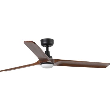 FARO 33809WT1S - Ventilateur de plafond LED dimmable HEYWOOD L LED/10W/230V 2700/3000/4000K Ø 132 cm bois/noir Wi‑Fi Tuya + télécommande