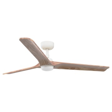 FARO 33810-1TW - Ventilateur de plafond LED à intensité variable HEYWOOD L LED/10W/230V 2700/3000/4000K bois/blanc Ø 132 cm + télécommande