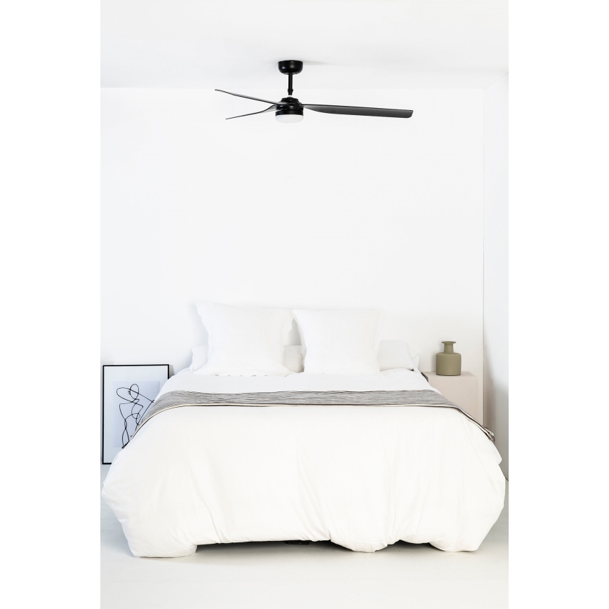 FARO 33815WT-21 - Ventilateur de plafond LED dimmable PUNT M LED/18W/230V 2700/3000/4000K noir Ø 132 cm Wi-Fi Tuya + télécommande