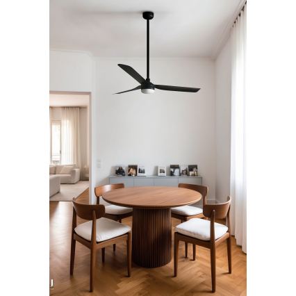 FARO 33815WT1S - Ventilateur de plafond LED dimmable PUNT M - 18 W, 230 V, 2700/3000/4000 K, Ø 132 cm, noir, Wi‑Fi Tuya + télécommande