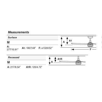FARO 33815WT1S - Ventilateur de plafond LED dimmable PUNT M - 18 W, 230 V, 2700/3000/4000 K, Ø 132 cm, noir, Wi‑Fi Tuya + télécommande