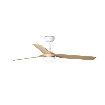 FARO 33816WT-20 - Ventilateur de plafond LED dimmable PUNT M LED/18W/230V marron/blanc Ø 132 cm Wi-Fi Tuya + télécommande