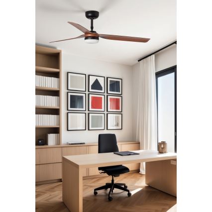 FARO 33817WT-21 - Ventilateur de plafond LED dimmable PUNT M LED/18W/230V marron/noir Ø 132 cm Wi-Fi Tuya + télécommande