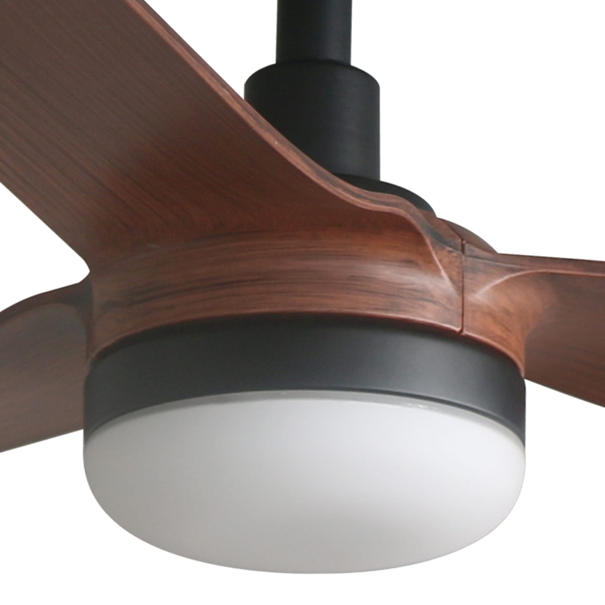 FARO 33817WT1S - Ventilateur de plafond LED dimmable PUNT M LED/18W/230V 2700/3000/4000K Ø 132 cm brun/noir Wi-Fi Tuya + télécommande