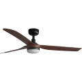 FARO 33817WT1S - Ventilateur de plafond LED dimmable PUNT M LED/18W/230V 2700/3000/4000K Ø 132 cm brun/noir Wi-Fi Tuya + télécommande