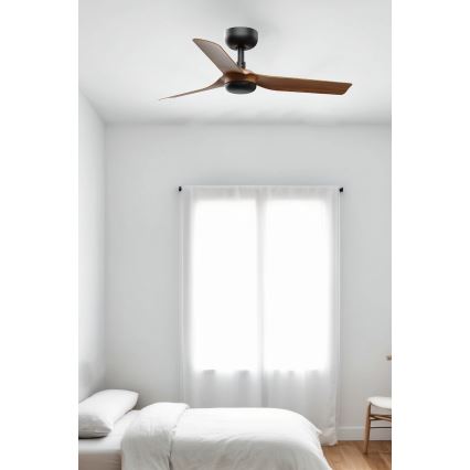 FARO 33823WT - Ventilateur de plafond MINI PUNT S marron/noir d. 90 cm Wi-Fi Tuya + Télécommande