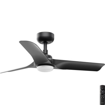 FARO 33825-1TW - Ventilateur de plafond LED réglable en intensité HEY S LED/10W/230V 2700/3000/4000K noir Ø 90 cm + télécommande