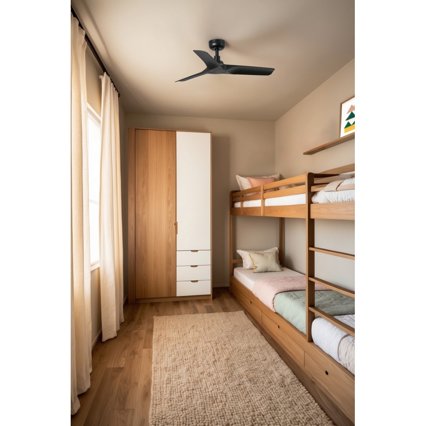 FARO 33825WP - Ventilateur de plafond HEY S noir d. 90 cm SMART + télécommande