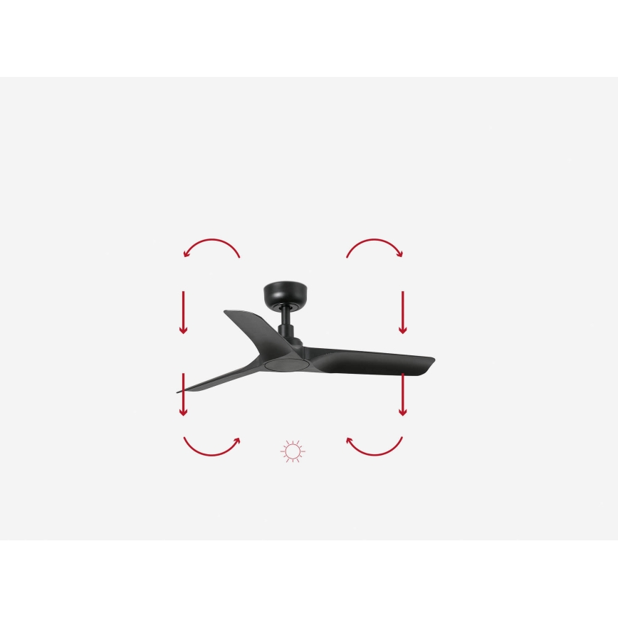 FARO 33825WP - Ventilateur de plafond HEY S noir d. 90 cm SMART + télécommande