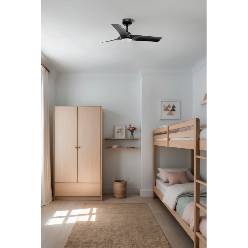 FARO 33825WT1S - Ventilateur de plafond LED dimmable HEY S LED/10W/230V 2700/3000/4000K Ø 90 cm noir Wi-Fi Tuya + télécommande