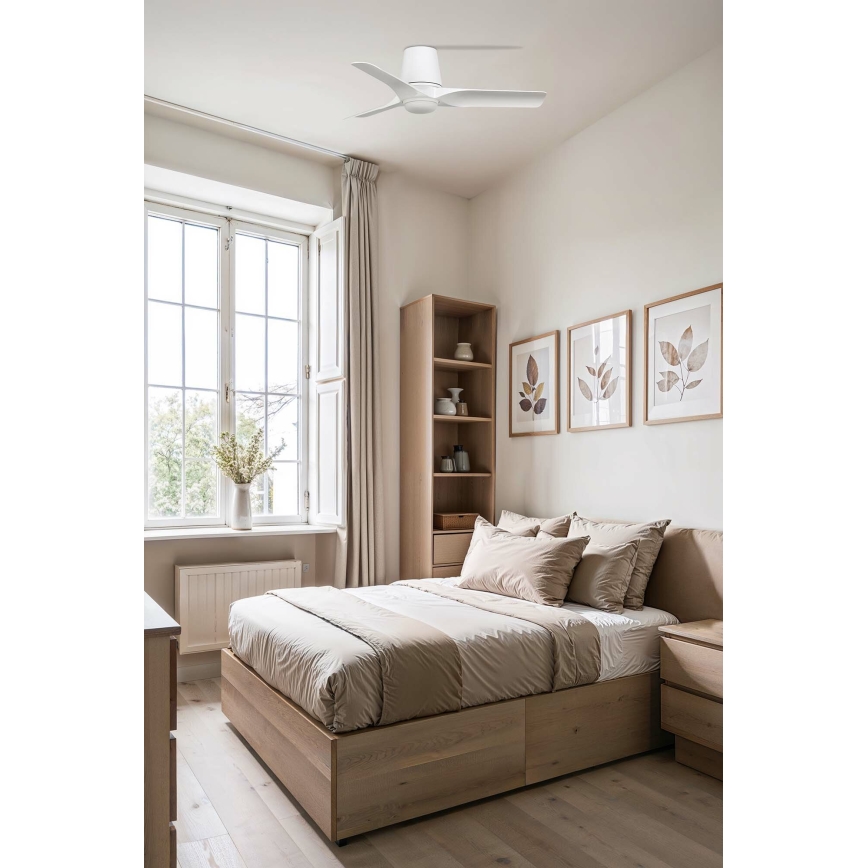 FARO 33826WT-1TW - Ventilateur de plafond LED dimmable HEY TUB S LED/10W/230V 2700/3000/4000K blanc Ø 90 cm Wi-Fi Tuya + télécommande