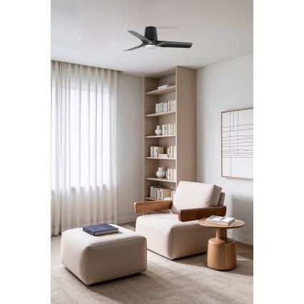 FARO 33827-1TW - Ventilateur de plafond dimmable à LED HEY TUB S LED/10W/230V 2700/3000/4000K noir Ø 90 cm + télécommande