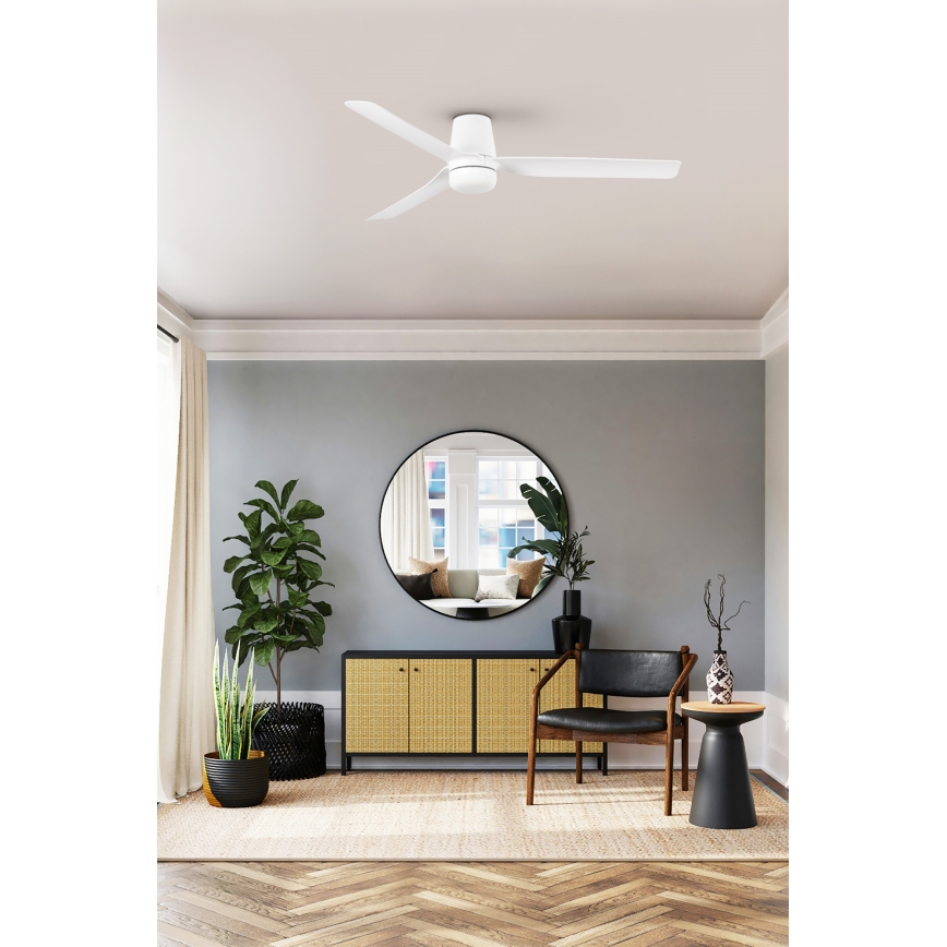 FARO 33828WT1S - Ventilateur de plafond LED à intensité réglable PUNT TUB M LED/18W/230V 2700/3000/4000K Ø 132 cm blanc Wi‑Fi Tuya + télécommande