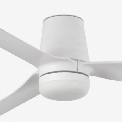 FARO 33828WT1S - Ventilateur de plafond LED à intensité réglable PUNT TUB M LED/18W/230V 2700/3000/4000K Ø 132 cm blanc Wi‑Fi Tuya + télécommande