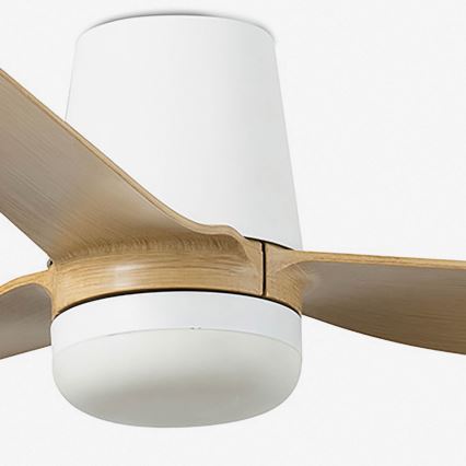 FARO 33829-1TW - Ventilateur de plafond LED dimmable PUNT TUB M LED/18W/230V 2700/3000/4000K Ø 130 cm blanc/marron + télécommande