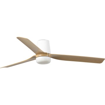 FARO 33829WT1S - Ventilateur de plafond LED à intensité réglable PUNT TUB M LED/18W/230V 2700/3000/4000K Ø 132 cm beige/blanc Wi-Fi Tuya + télécommande