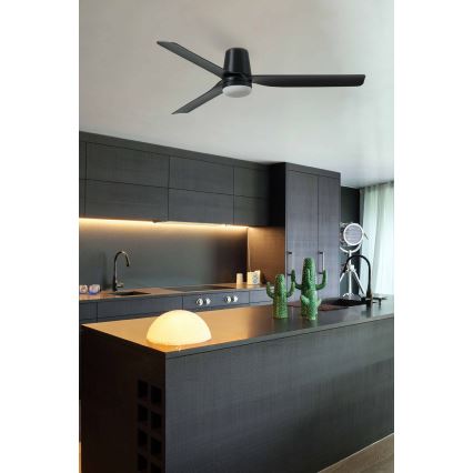 FARO 33830WT1S - Ventilateur de plafond LED dimmable PUNT TUB M LED/18W/230V 2700/3000/4000K Ø 132 cm noir Wi‑Fi Tuya + télécommande