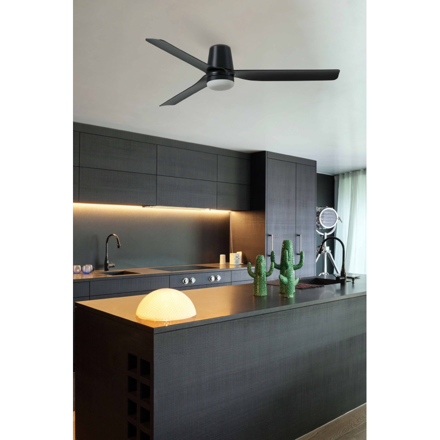FARO 33830WT1S - Ventilateur de plafond LED dimmable PUNT TUB M LED/18W/230V 2700/3000/4000K Ø 132 cm noir Wi‑Fi Tuya + télécommande