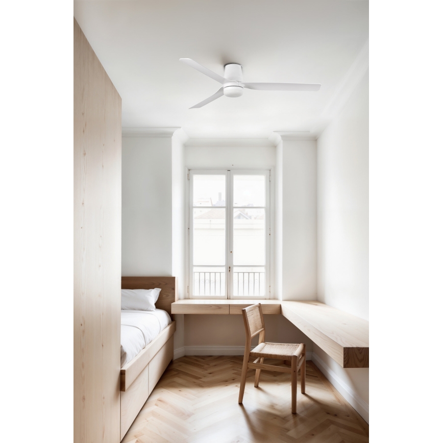FARO 33832-1TW - Ventilateur de plafond LED à intensité réglable MINI PUNT TUB avec LED/10W/230V 2700/3000/4000K Ø 90 cm blanc + télécommande