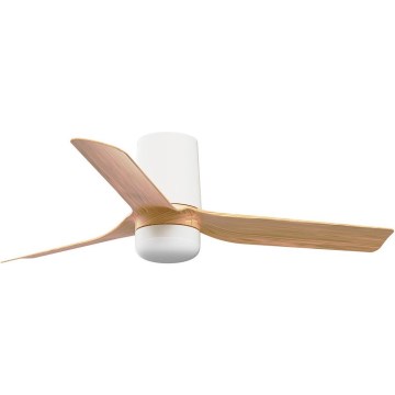 FARO 33833-1TW - Ventilateur de plafond LED dimmable MINI PUNT TUB avec LED/10W/230V 2700/3000/4000K Ø 90 cm brun/blanc + télécommande