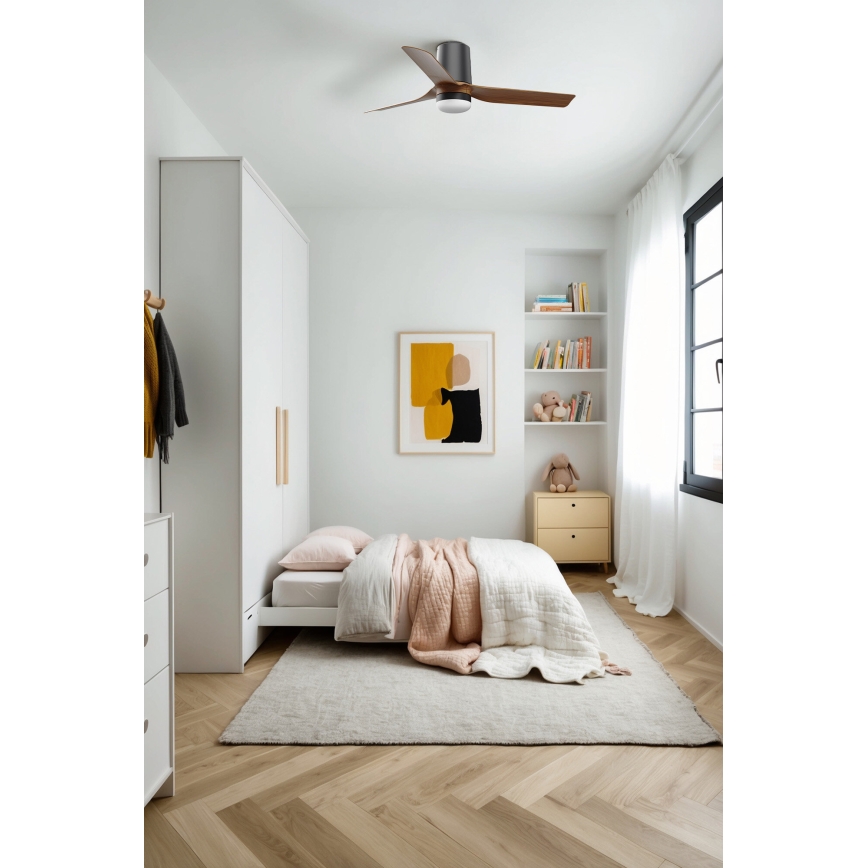 FARO 33835-1TW - Ventilateur de plafond à LED dimmable MINI PUNT TUB, LED 10W/230V, 2700/3000/4000K, Ø 90 cm, brun/noir + télécommande