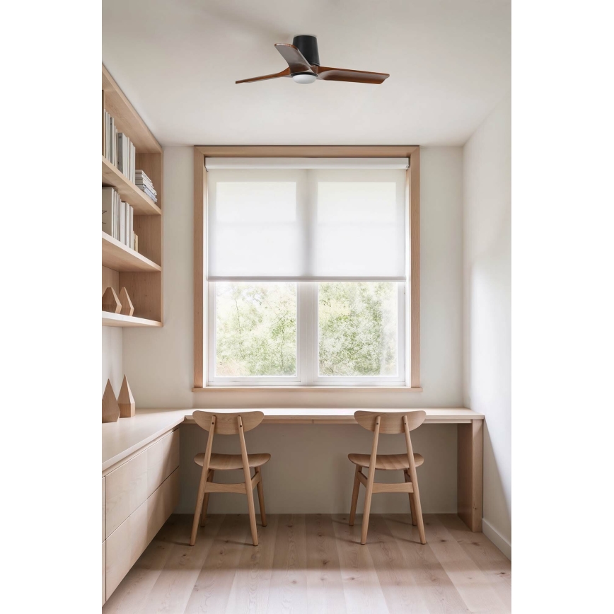 FARO 33837-1TW - Ventilateur de plafond dimmable HEYWOOD TUB à LED/10W/230V 2700/3000/4000K pin/noir Ø 90 cm + télécommande
