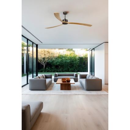 FARO 34200WPA - Ventilateur de plafond KAUAI XXL bois/noir d. 240 cm SMART + Télécommande