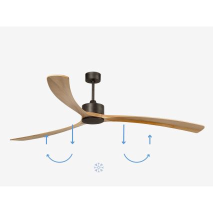 FARO 34200WPA - Ventilateur de plafond KAUAI XXL bois/noir d. 240 cm SMART + Télécommande
