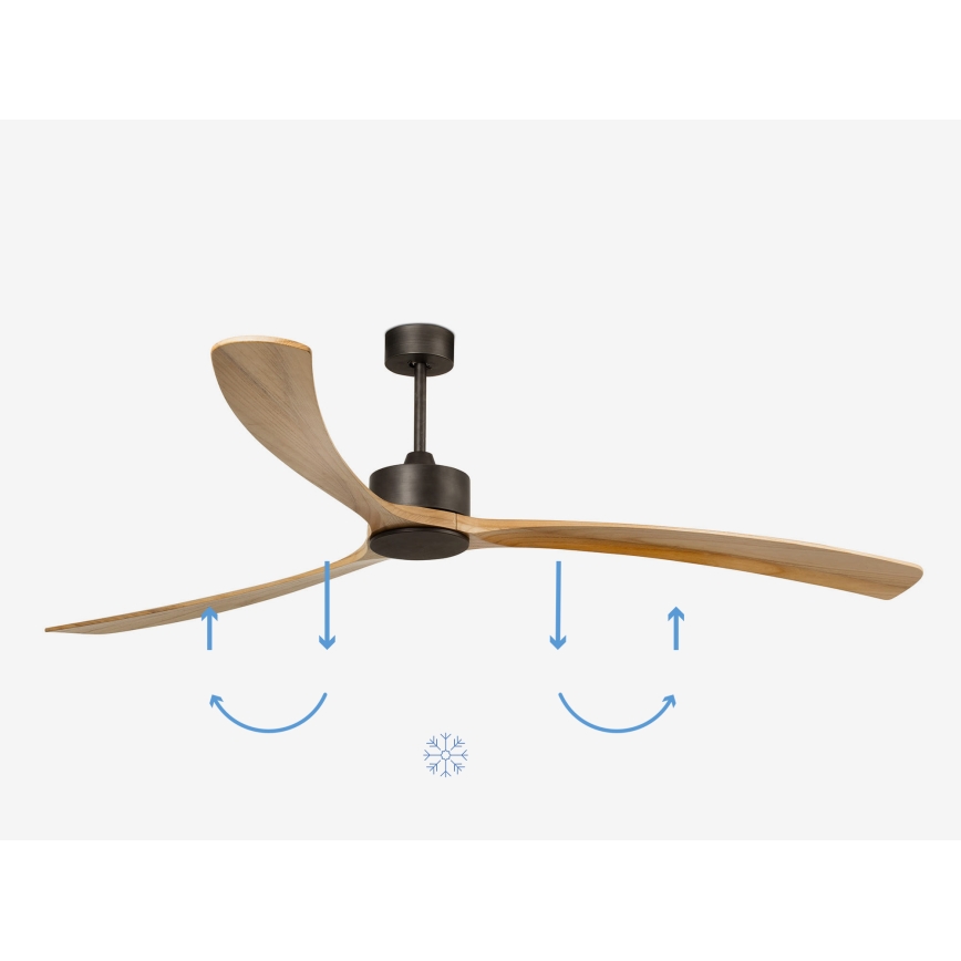FARO 34200WPA - Ventilateur de plafond KAUAI XXL bois/noir d. 240 cm SMART + Télécommande