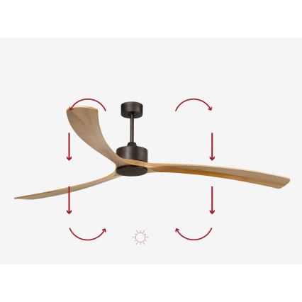 FARO 34200WPA - Ventilateur de plafond KAUAI XXL bois/noir d. 240 cm SMART + Télécommande