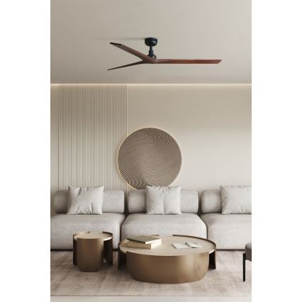 FARO 34276WP - Ventilateur de plafond KLIM L noyer/noir d. 150 cm SMART + Télécommande