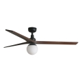 FARO 34276WT-11L - Ventilateur de plafond KLIM L 1xE27/15W/230V noyer/noir Ø 150 cm Wi-Fi Tuya + télécommande