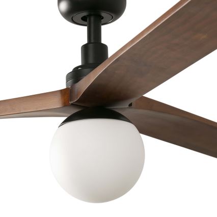FARO 34276WT-11L - Ventilateur de plafond KLIM L 1xE27/15W/230V noyer/noir Ø 150 cm Wi-Fi Tuya + télécommande