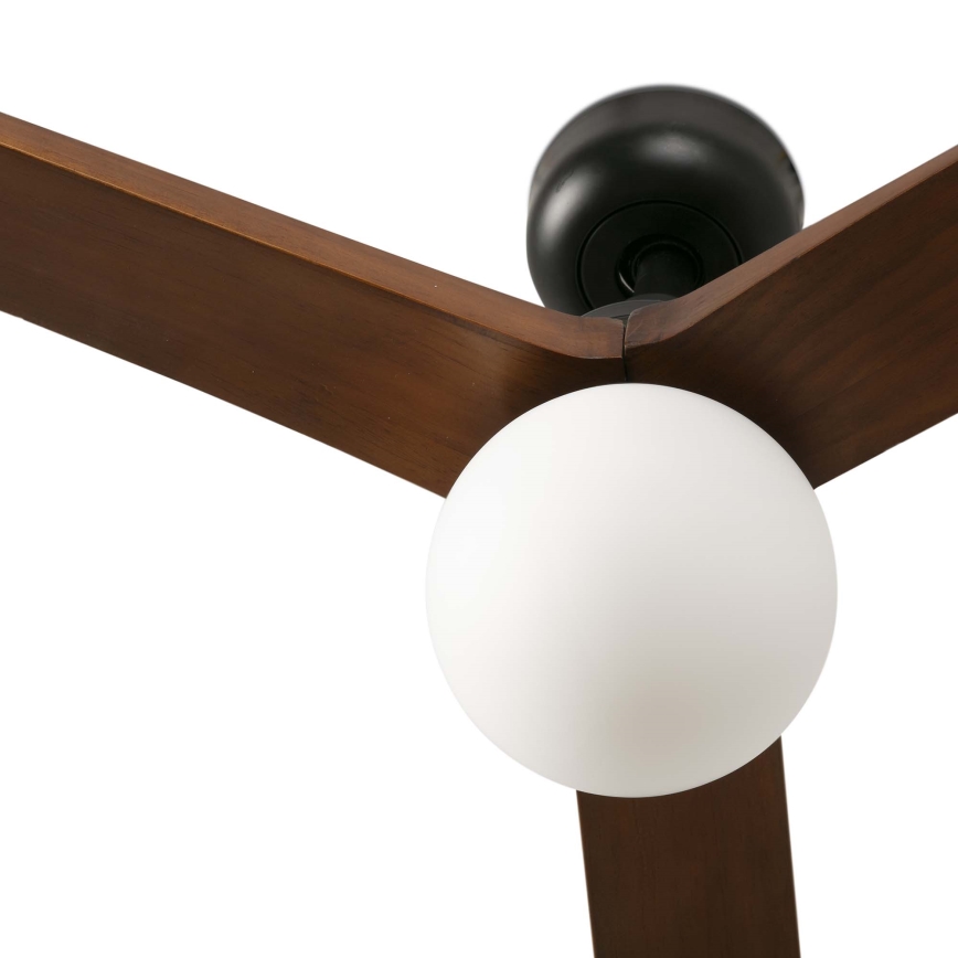 FARO 34276WT-11L - Ventilateur de plafond KLIM L 1xE27/15W/230V noyer/noir Ø 150 cm Wi-Fi Tuya + télécommande