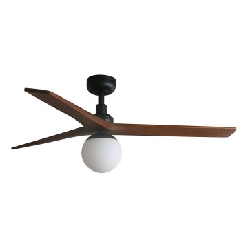 FARO 34277WT-11L - Ventilateur de plafond KLIM M 1xE27/15W/230V noyer/noir Ø 125 cm Wi-Fi Tuya + télécommande