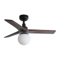 FARO 34278-11L - Ventilateur de plafond KLIM S 1xE27/15W/230V noyer/noir d. 92,5 cm + Télécommande