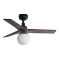 FARO 34278WT-11L - Ventilateur de plafond KLIM S 1xE27/15W/230V noyer/noir Ø 92,5 cm Wi-Fi Tuya + télécommande