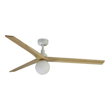 FARO 34279WT-11L - Ventilateur de plafond KLIM L 1xE27/15W/230V chêne/blanc Ø 150 cm Wi-Fi Tuya + télécommande