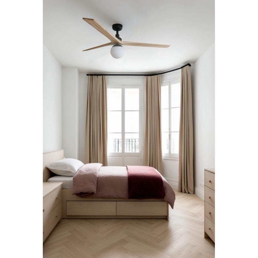 FARO 34282WT-11L - Ventilateur de plafond KLIM L 1xE27/15W/230V pin/noir Ø 150 cm Wi-Fi Tuya + télécommande