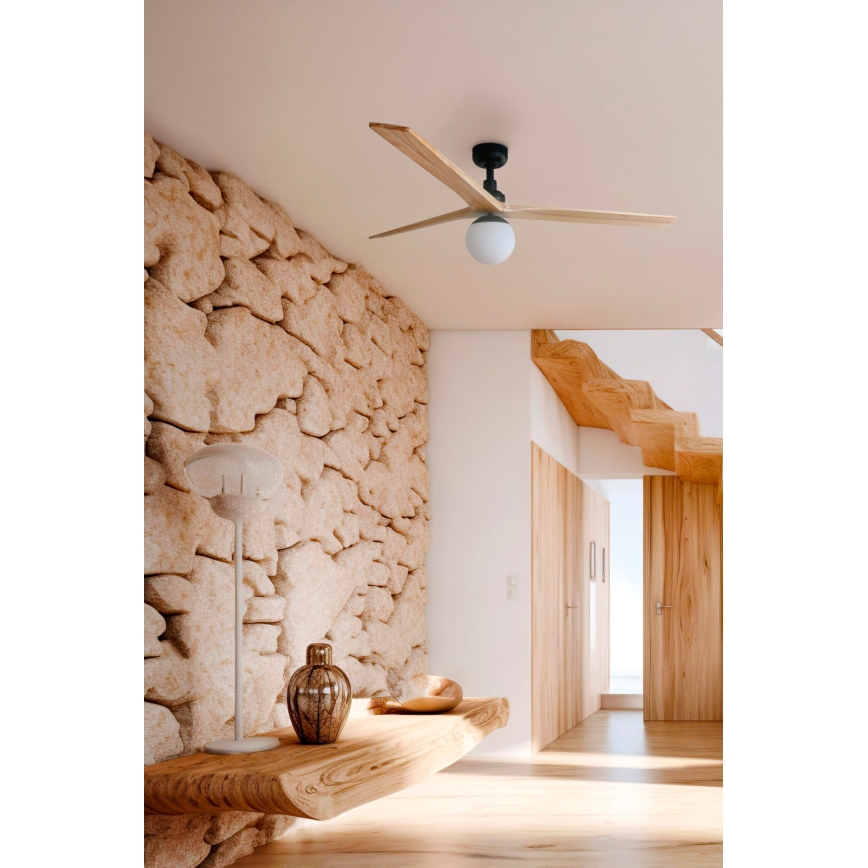 FARO 34283WT-11L - Ventilateur de plafond KLIM M 1xE27/15W/230V pin/noir Ø 125 cm Wi-Fi Tuya + télécommande