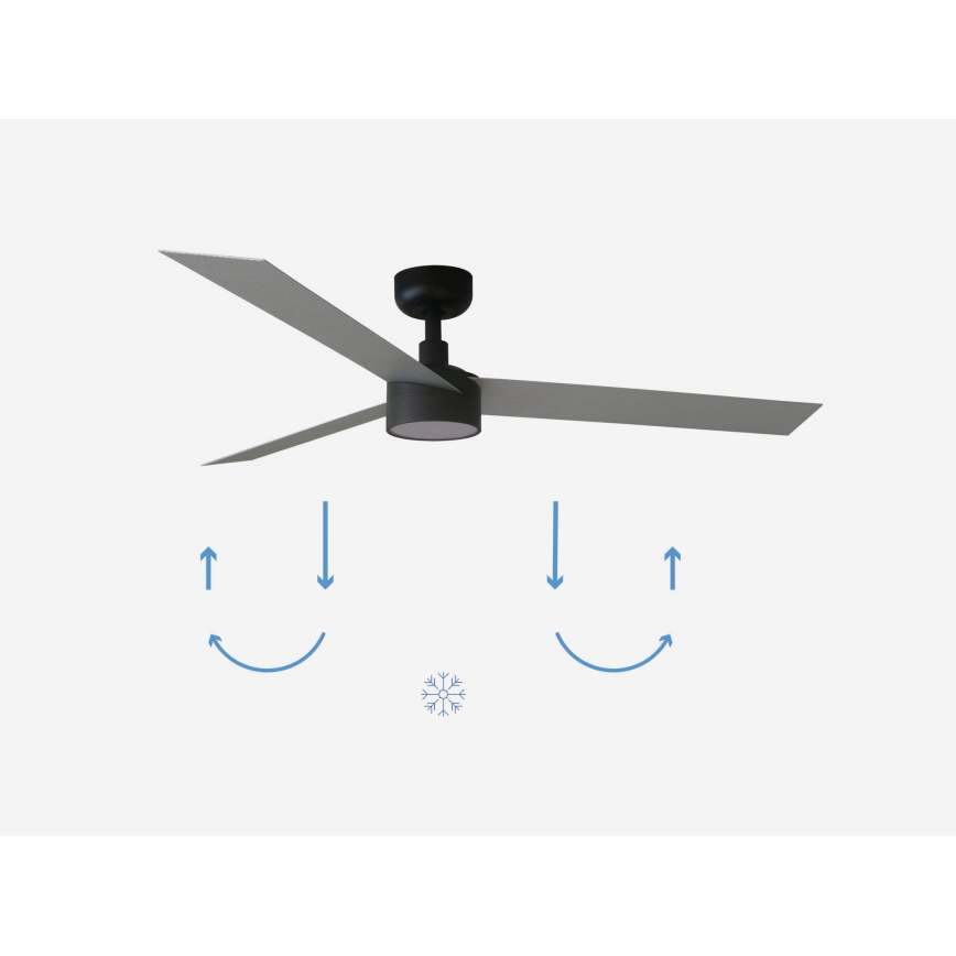 FARO 34286-1TW - ventilateur de plafond dimmable CRUISER L LED/18W/230V 2700/3000/4000K Ø 132 cm noir/gris + télécommande