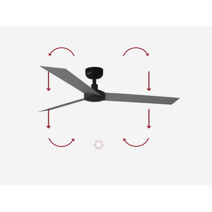 FARO 34286 - Ventilateur de plafond CRUISER L noir d. 132 cm + télécommande