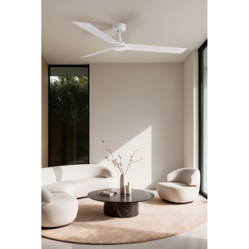 FARO 34290WT - Ventilateur de plafond CRUISER L blanc Ø 132 cm Wi‑Fi Tuya + télécommande