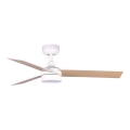 FARO 34295WT1S - Ventilateur de plafond LED RUDDER S, LED 18 W, 230 V, 2700/3000/4000 K, Ø 106 cm, beige/blanc, Wi-Fi Tuya + télécommande