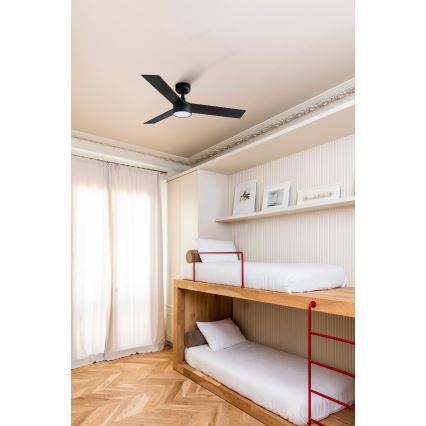 FARO 34296-1TW - ventilateur de plafond LED dimmable RUDDER S LED/18W/230V 2700/3000/4000K Ø 106 cm noir + télécommande