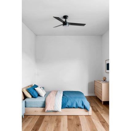 FARO 34296WT1S - Ventilateur de plafond dimmable RUDDER S à LED/18W/230V 2700/3000/4000K Ø 106 cm brun/noir Wi-Fi Tuya + télécommande