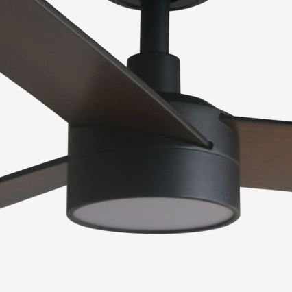 FARO 34298WT1S - Ventilateur de plafond LED dimmable RUDDER L LED/18W/230V 2700/3000/4000K Ø 132 cm brun/noir Wi-Fi Tuya + télécommande