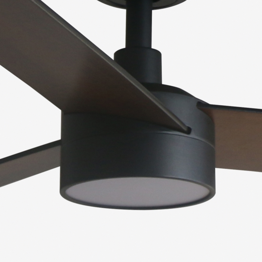 FARO 34298WT1S - Ventilateur de plafond LED dimmable RUDDER L LED/18W/230V 2700/3000/4000K Ø 132 cm brun/noir Wi-Fi Tuya + télécommande