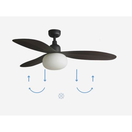 FARO 34301-11L - Ventilateur de plafond PALMA 1xE27/15W/230V marron Ø 129 cm IP44 + télécommande