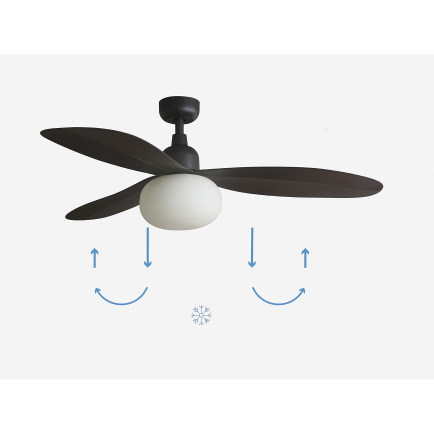 FARO 34301-11L - Ventilateur de plafond PALMA 1xE27/15W/230V marron Ø 129 cm IP44 + télécommande